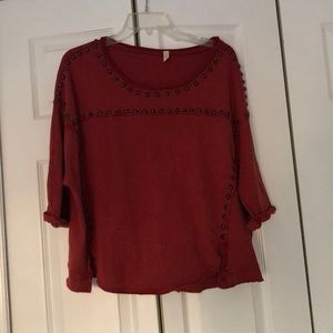 Red button accent free people shirt